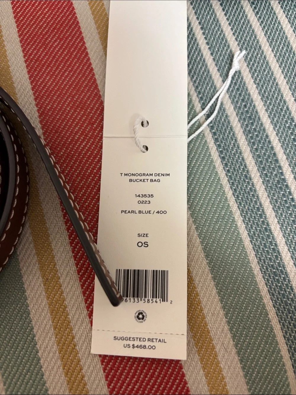 Tory Burch T Monogram Denim Bucket Bag